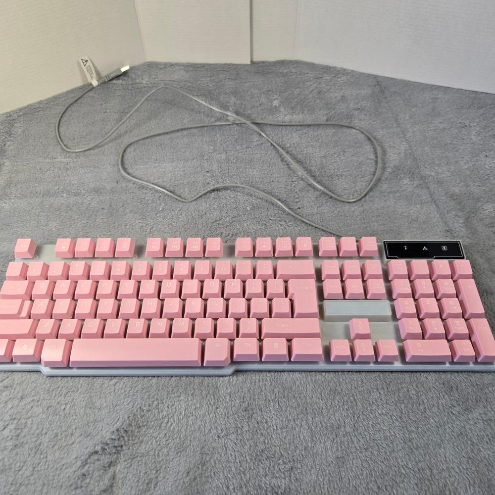Sarina Gamer Girl LED Gaming Keyboard Pink White Wired USB SA-PC4-PNK Works